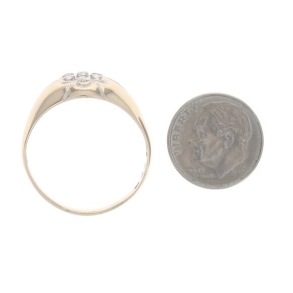 Yellow Gold Diamond Men's Ring - 10k Round Brilliant .10ctw - Picture 5 of 6